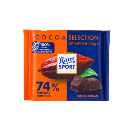 RITTER SPORT COCOA 74% INTENSE 100GR