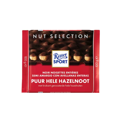 RITTER SPORT NOIR NOISETTES ENTIÈRES 100GR