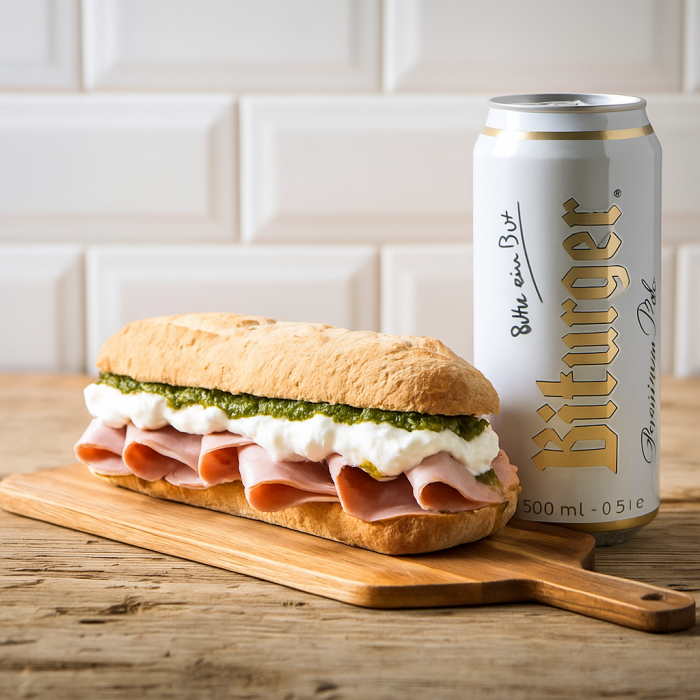 CIABATA + LATA CERVEZA BITBURGER
